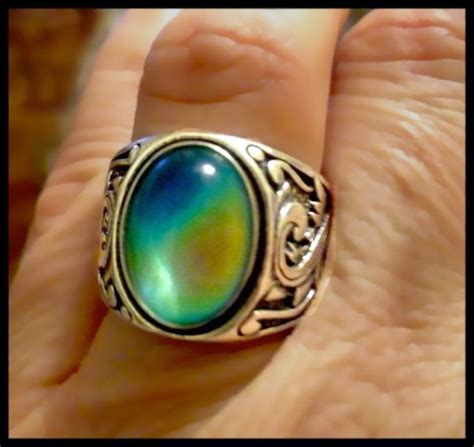 Men or Ladies Sterling Mood Ring Color Changing Mood Stone