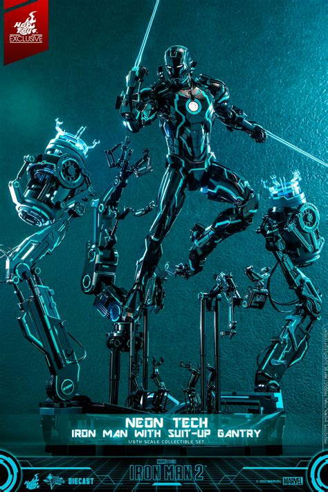 Hot Toys Marvel Neon Tech Iron Man With Suit Up Gantry