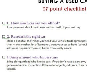 Buying a Used Car Checklist