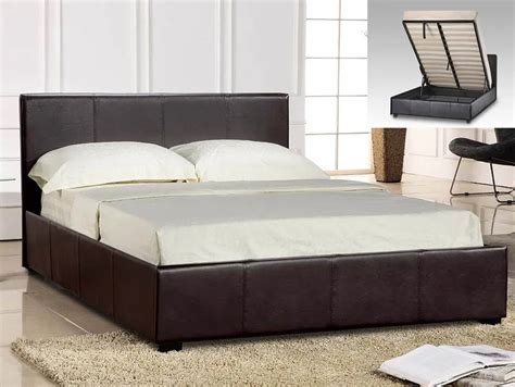 LPD Prado 4ft6 Double Brown Faux Leather Ottoman Bed Frame