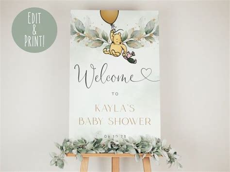 Classic Winnie The Pooh Baby Shower Welcome Sign Printable Etsy Artofit