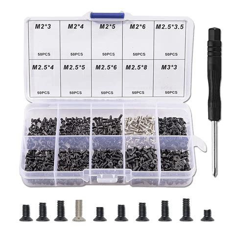 500pcs M2 M2 5 M3 Laptop Notebook Computer Replacement Screws Kit Pc Flat Head Screw