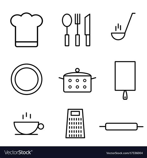 Kitchen Icon Set Royalty Free Vector Image Vectorstock