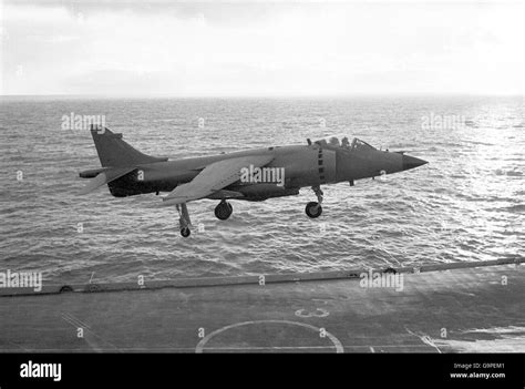 A Sea Harrier With Bomb Racks Empty After A Mission Over Port Stanley