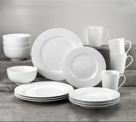 Euro Ceramica Claire Classic Rim 16pcs Dinnerware Set Dinner Plate Salad Plate Cereal Bowl