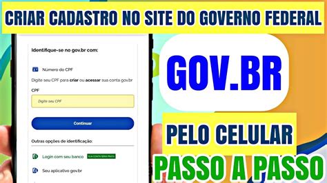 COMO CRIAR CONTA NO GOV BR PELO CELULAR SITE DO GOVERNO FEDERAL PASSO