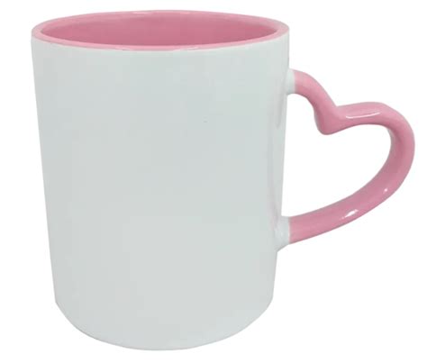 Caneca Branca Com AlÇa CoraÇÃo Rosa 325ml Sublima Brasil