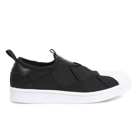 Tênis Adidas Superstar Slip On Preto E Dourado Free Lace