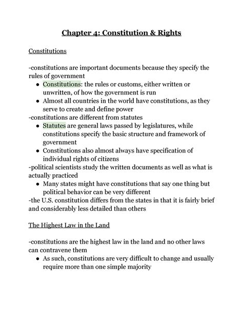 Chapter 4 Constitution And Rights Chapter 4 Constitution And Rights