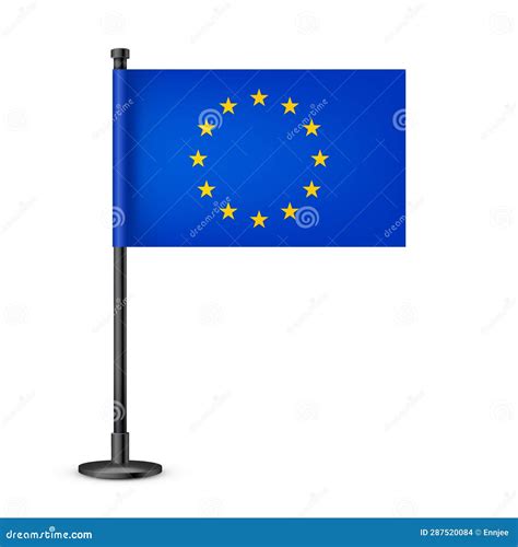 Bandeira De Mesa Europeia Realista Numa Haste De Aço Negro Souvenir Da