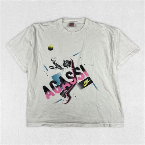 Nike 80s Nike Andre Agassi Tennis T Shirt Boxy L White Usa Made Grailed