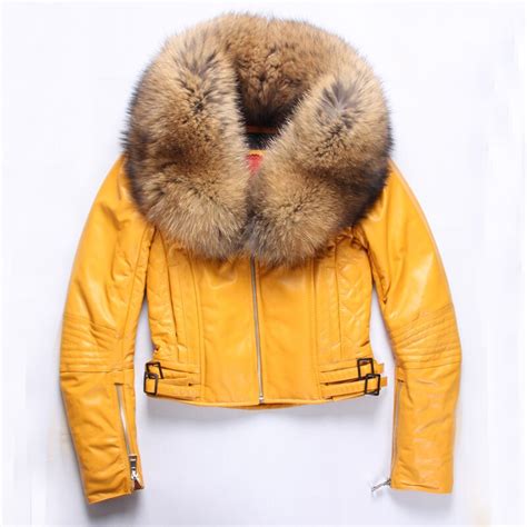 Factory Women Winter Coat Sheepskin Genuine Leather Jackets Natural