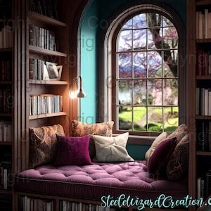 Book Nook Digital Backdrop, Reading Nook Background, Library Background, Window Seat Photography ...