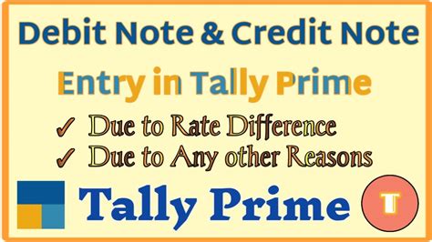 Debit Note And Credit Note Entry In Tally Prime Credit And Debit Note