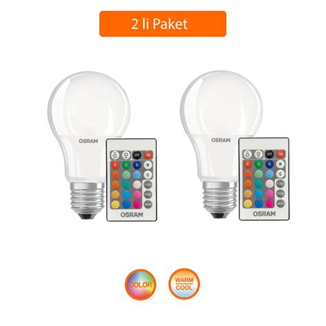 Osram 9W Uzaktan Kumandalı Led Ampul Sarı Beyaz Işık 2 li Paket