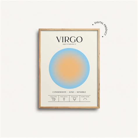 Virgo Wall Art Retro Zodiac Poster Virgo T Astrology Etsy