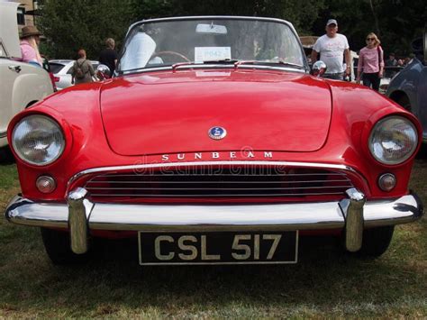 Front View Of A Vintage Red Sunbeam Alpine 1960s British Sports Car At