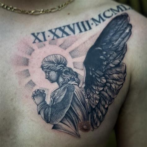 Stunning Guardian Angel Chest Tattoos Angelic Chest Art Psycho Tats