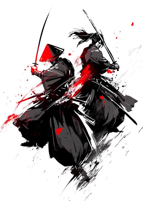 Illustration Artistiques Japanese Samurai Dual Europosters