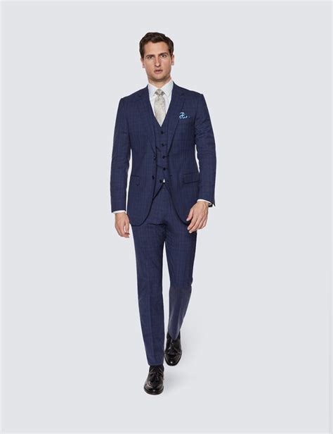 Mens Navy 3 Piece Suit Lingerose