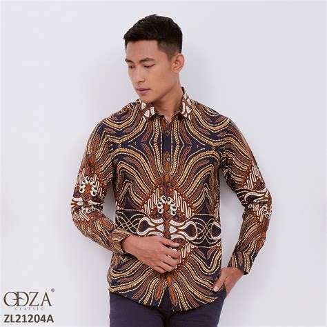 Jual Odza Kemeja Batik Pria Slim Fit Fashion Lengan Panjang Modern