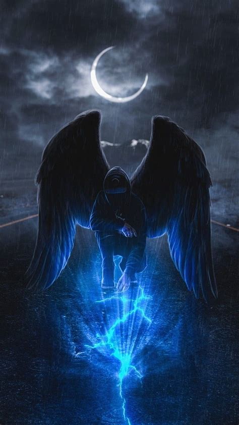 Angel Dark Fantasy Art Neon Pinterest Nz Hooded Man Hd Phone