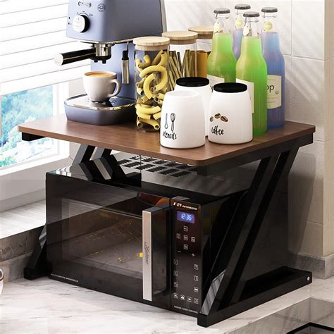 Buy A To Z Hub Two Step Shelf With Hooks Metal Microwave Stand