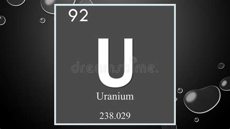 Símbolo De Elemento Químico De Uranio En Fondo De Burbuja Amplia Stock