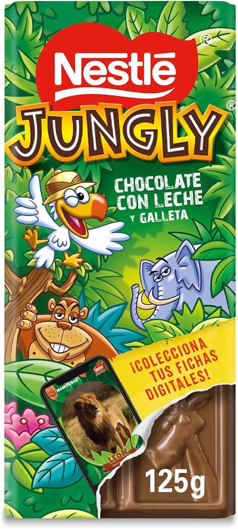 NESTLÉ JUNGLY tableta de Chocolate con Leche y Galleta 125g Amazon es