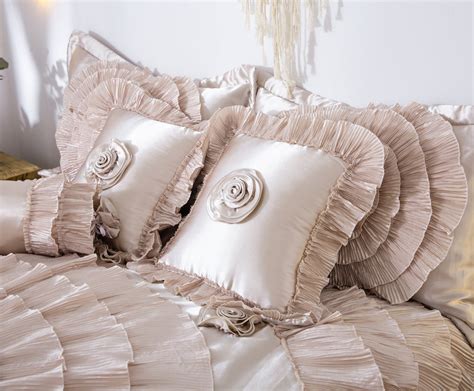 Tache Victorian Satin Rffle Comforter Set In Champagne