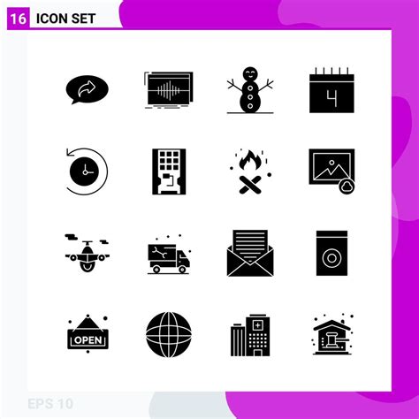 Solid Icon Set Pack Of 16 Glyph Icons Isolated On White Background For