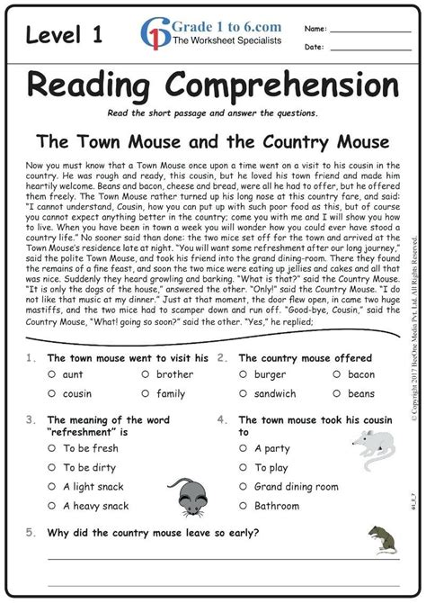 6th Grade Reading Comprehension Worksheets Pdf Kidsworksheetfun