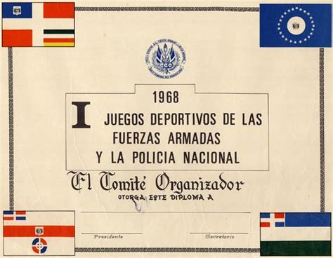 Modelo De Diploma De Los I Juegos Deportivos De Las Fuerzas Armadas Y