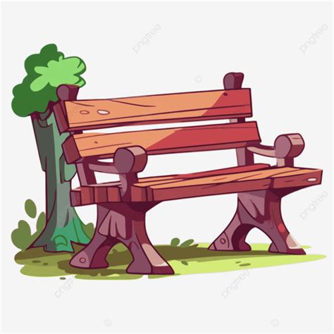 Park Bench Clipart Cartoon Wooden Bench Next To A Tree Vector Park