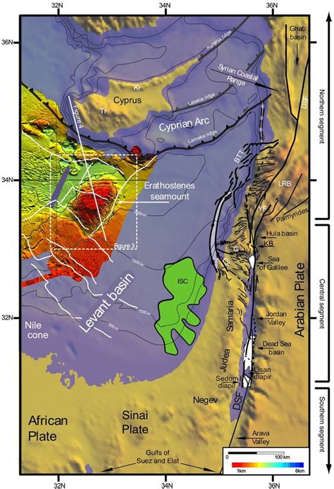 Relief Map Of The Eastern Mediterranean Highlighting The Bathymetry Of