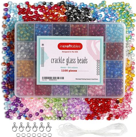 Gaspletu 1400pcs Glass Beads For Jewelry Making 24 Colors 8mm Crystal Beads