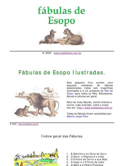 FÁBULAS DE ESOPO - VOLUME I | PDF