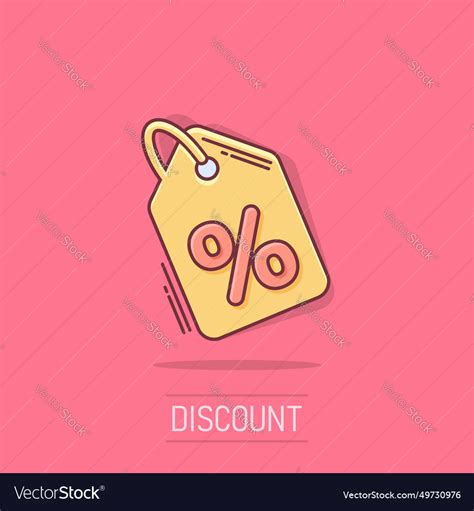 Cartoon Discount Shopping Tag Icon In Comic Style Vector Image