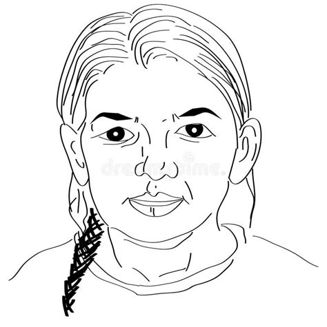 Retrato Boceto De Una Chica De Pueblo India Ilustración Del Vector