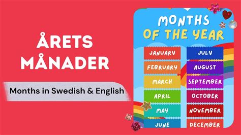 Årets månader Months of the Year in Swedish English YouTube