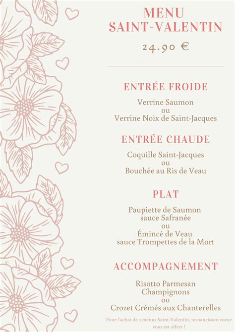 Menu Saint Valentin Boucherie Du Granier