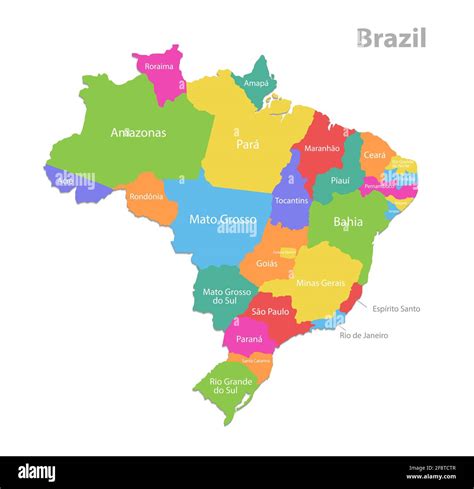 Mapa De Brasil División Administrativa Regiones Individuales