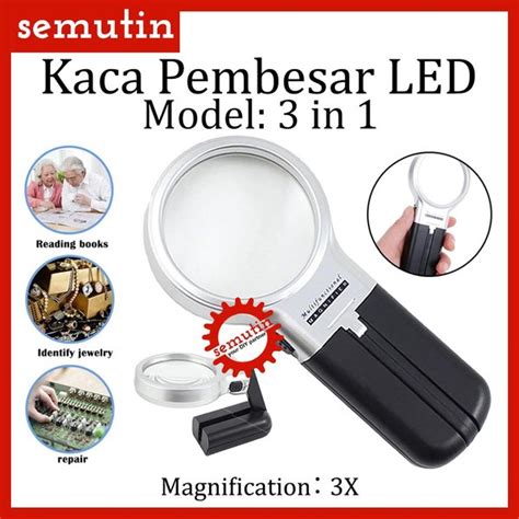 Jual Kaca Pembesar LED 3 In 1 Multifungsi 3X Meja Jepit Desktop Lampu