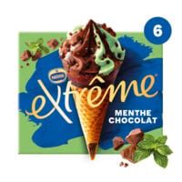 Glace Cône menthe chocolat EXTREME la boite de 6 cônes 426 g à Prix