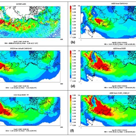 Spatial Distribution Of Aod From A Modis Observations And Simulations