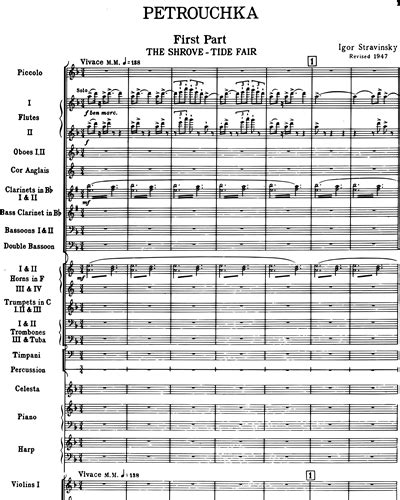 Petrushka Revised Version Full Score Sheet Music By Igor Stravinsky