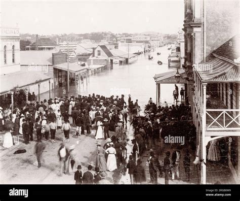 Vintage 19th century photograph: Floods, flooding, Stanley Street ...