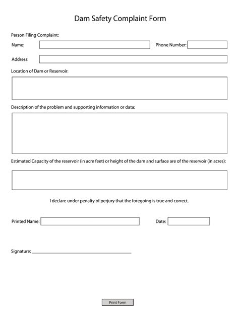 Fillable Online Dnrc Mt Dam Safety Complaint Form Fax Email Print