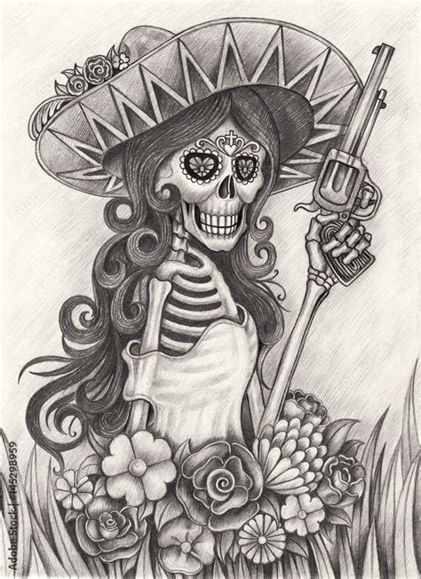 Day Of The Dead Girl Drawings Pencil