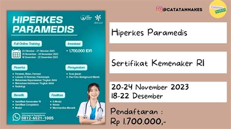 Pelatihan Hiperkes Paramedis Online Sertifikat Kemenaker Ri